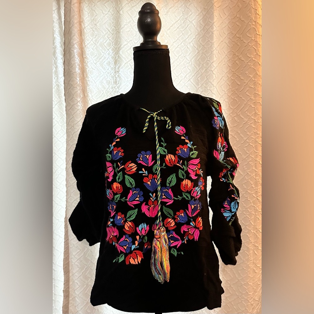 Ladies Blouse with Colorful Stitching